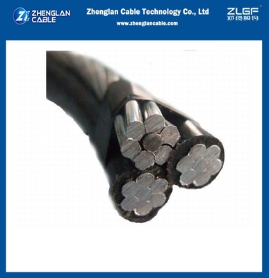 ऊपरी अछूता केबल ABC 0.6/1KV AAC/XLPE+ACSR 2X6AWG+1X6AWG ट्रिप्लेक्स प्रकार एल्यूमीनियम कंडक्टर