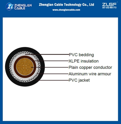 0.6/1kv CU/XLPE/PVC/AWA/PVC कम वोल्टेज पावर केबल एल्यूमीनियम वायर कवच 1x630sqmm IEC60502-1
