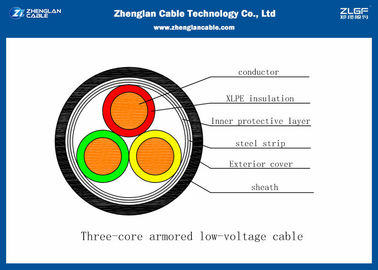 0.6 / 1KV 3c आर्मर्ड लो वोल्टेज पावर केबल PVC CU / PVC / XLPE / LSZH / STA / NYBY / N2XBY inal नाममात्र खंड ： 3 * 25 ~ 3 * 400mm 3