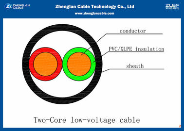 （2 * 1.5 ~ 2 * 240mm / ed अछूता 0.6 / 1KV 2C कम वोल्टेज विद्युत केबल पीवीसी अछूता CU कंडक्टर के साथ / CU / PVC / NYY / N2XY)